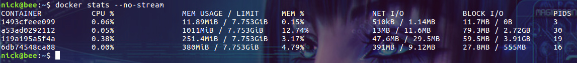 查看 docker 容器使用的资源